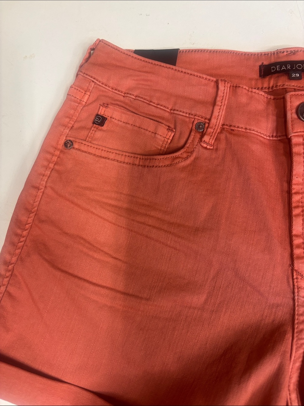 Dear John Rust Orange Rolled-Hem Denim Shorts - Picture 4 of 7
